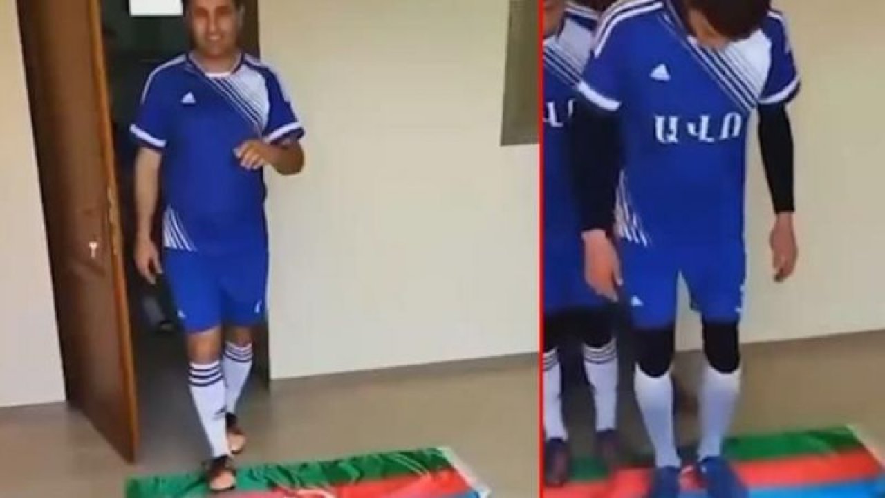 Ermeni futbolculardan büyük saygısızlık! Azerbaycan bayrağını yere serdiler
