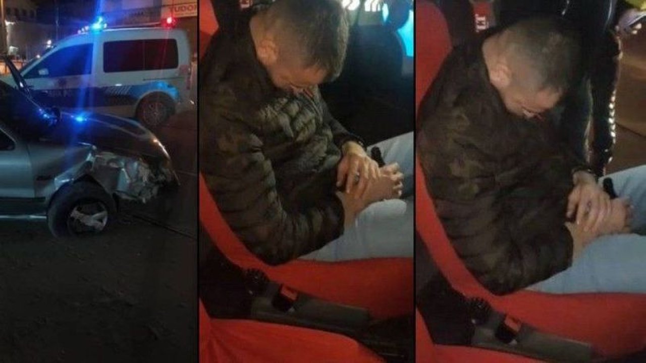Kaza yaptı aracın içinde uyuyakaldı