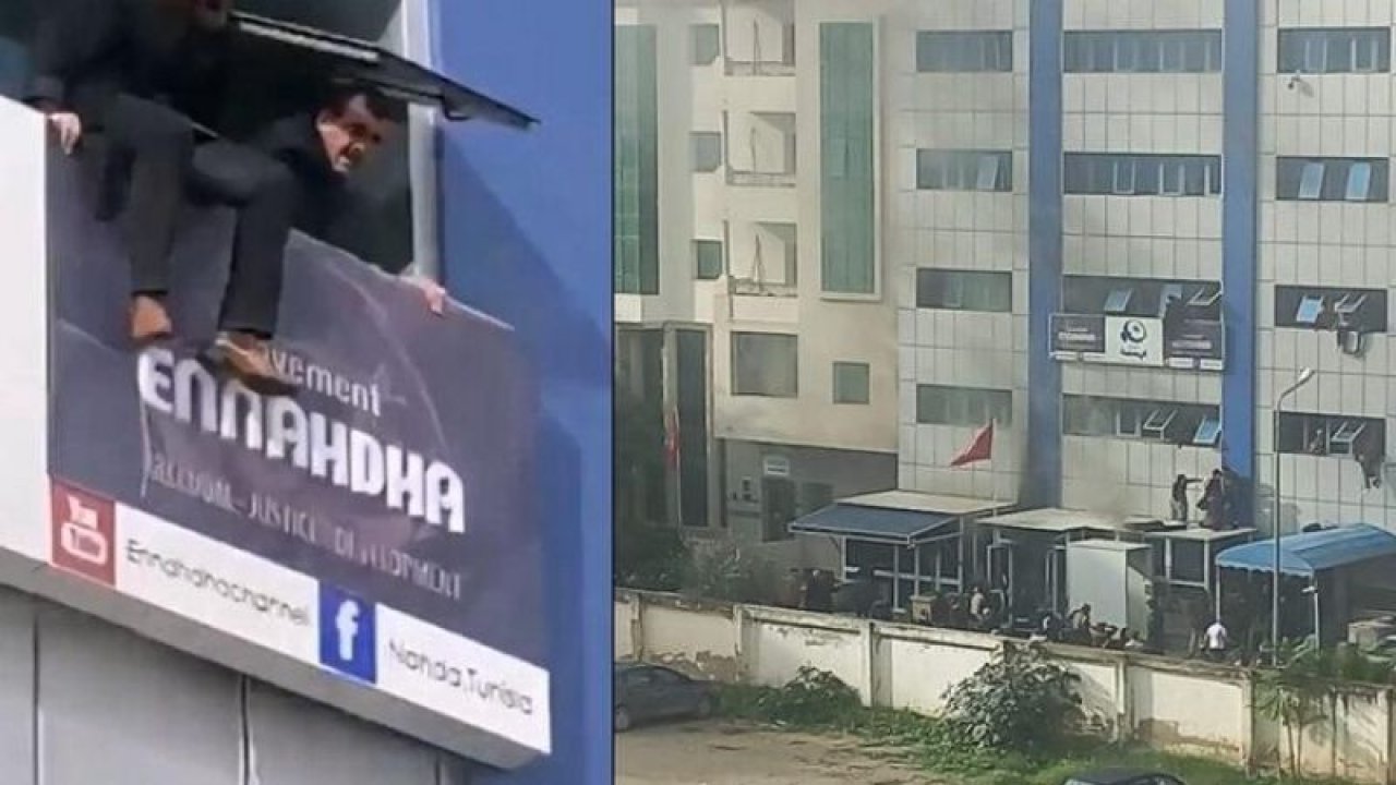 Tunus’ta korku dolu anlar! Canları için pencereden atladılar