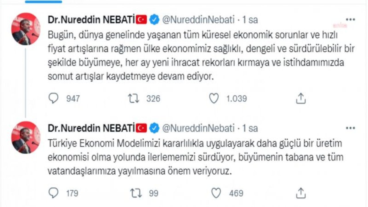 BAKAN NEBATİ: “FİYAT ARTIŞLARINA RAĞMEN EKONOMİMİZ BÜYÜYOR”