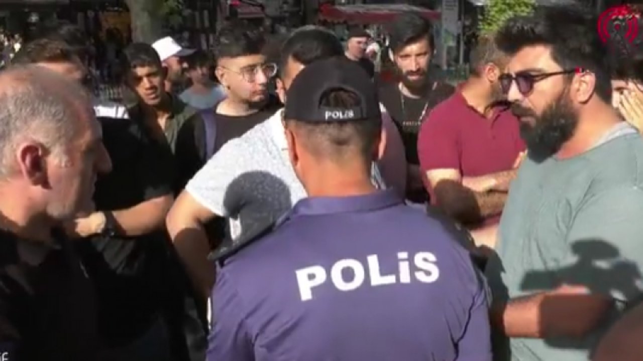 Sokak röportajına polis müdahalesi! Sinirler gerildi, sesler yükseldi
