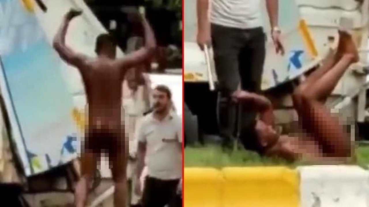 Rezilliğin adresi bu kez Esenyurt! Yabancı uyruklu şahıs sokak ortasında çırılçıplak spor yaptı!
