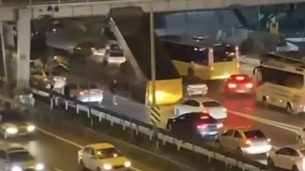 Tuzla’da kamyon damperi üst geçide takıldı! Trafik kilitlendi