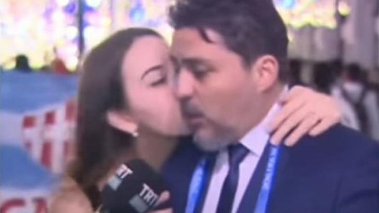 Kadın taraftarın öpücüğe boğduğu TRT sunucusu Tarık Üstün’e Katar’da şok! Katarlı erkekler…