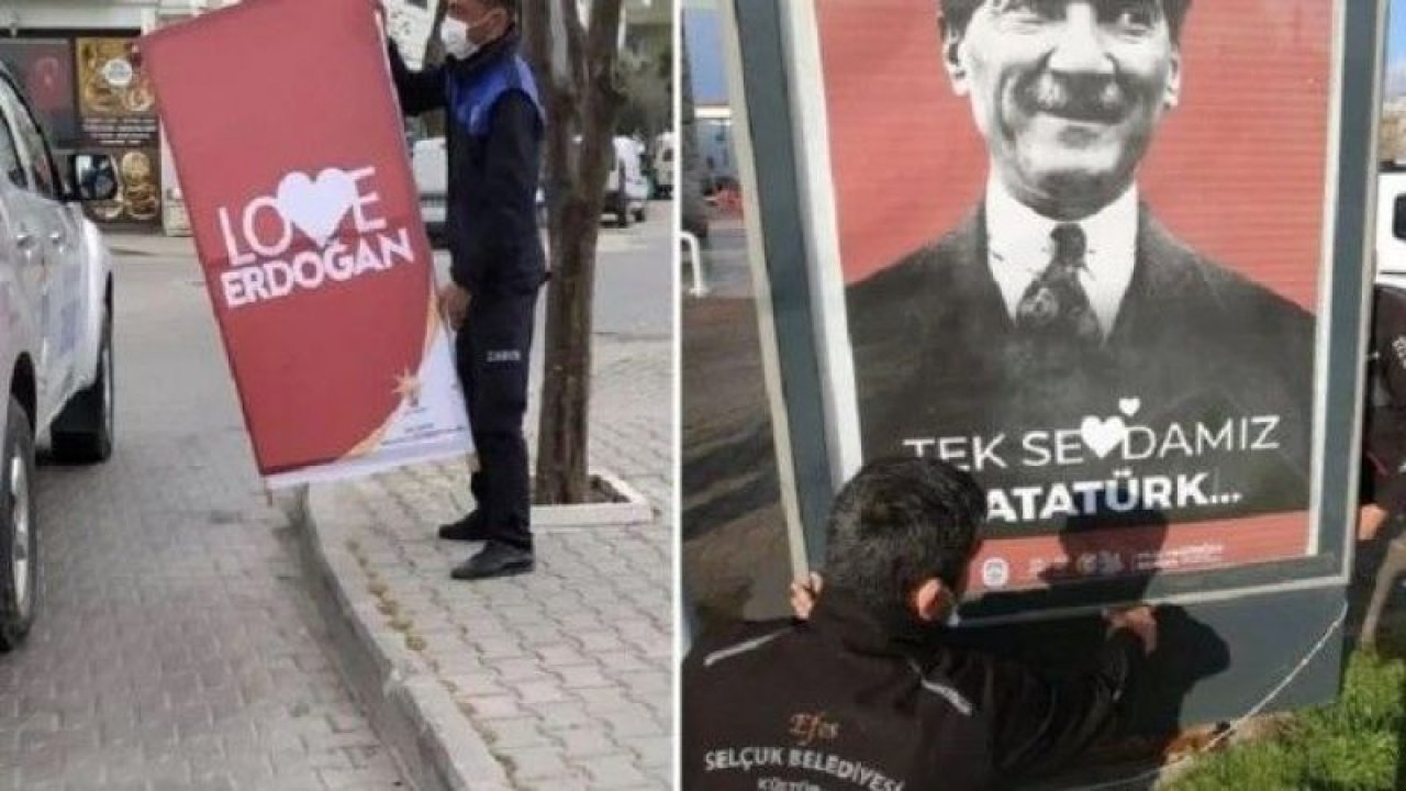 İzinsiz asılan Erdoğan pankartının yerine Atatürk afişi asan Belediye Başkanı’na soruşturma