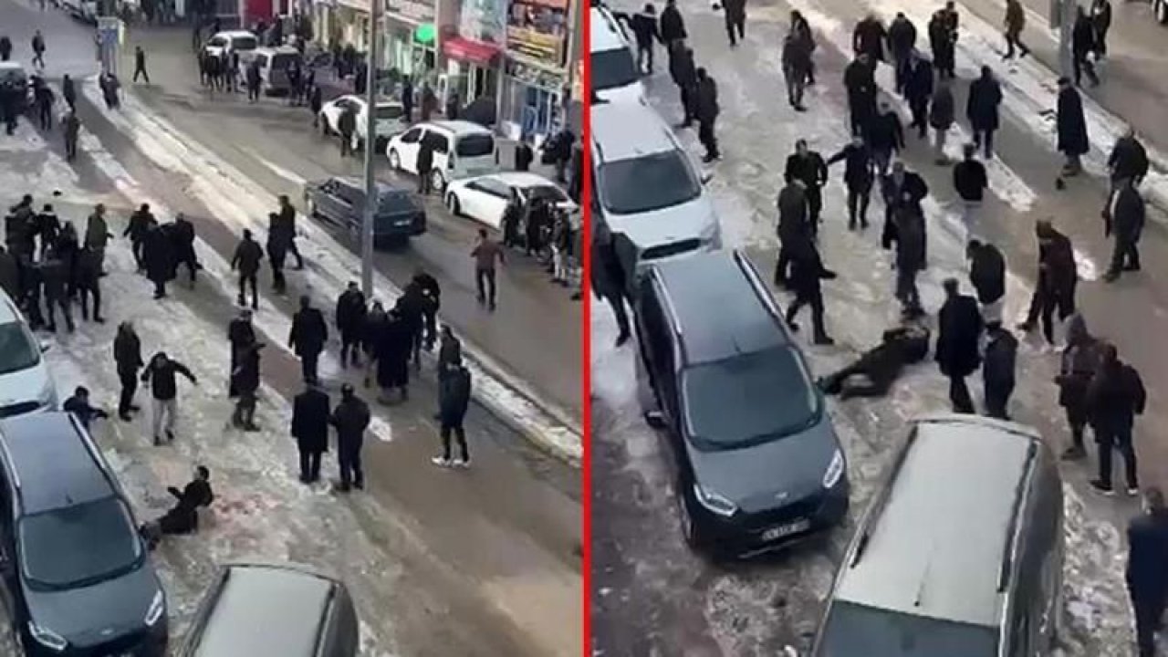 Erzurum’da sokak ortasında husumetlilerin kavgasında sopa ve bıçaklar havada uçuştu!