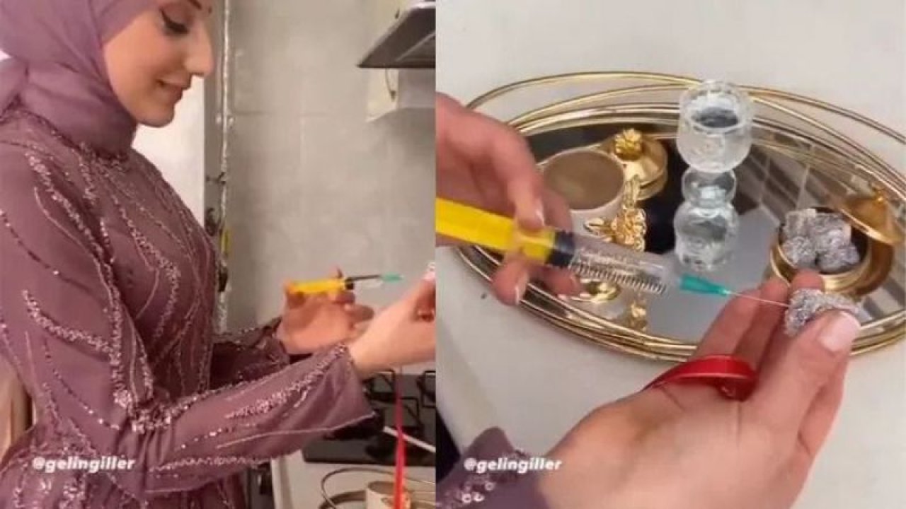 Bu gözler bunu da gördü! Gelin kız isteme töreninde şırıngayla lokuma tuz koydu!