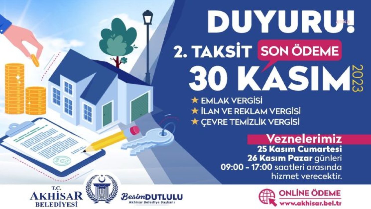 AKHİSAR BELEDİYESİ VEZNELERİ HAFTASONUDA AÇIK OLACAK