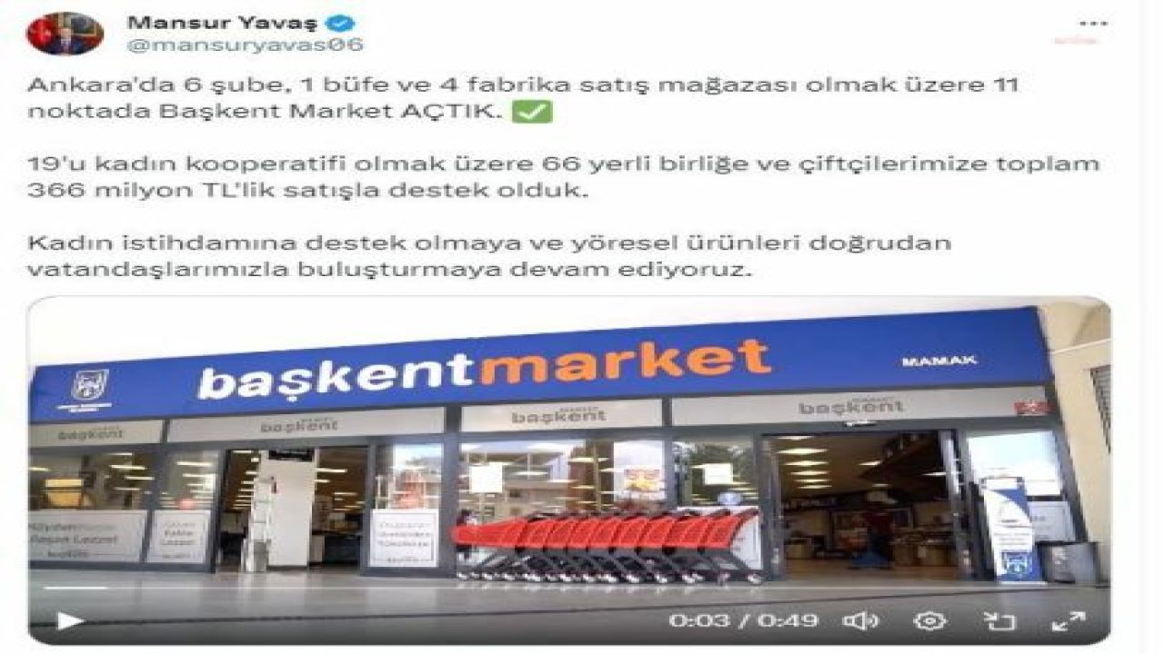 BAŞKENT MARKET İLE KADIN İSTİHDAMI VE YERLİ ÜRETİCİYE DESTEK SÜRÜYOR