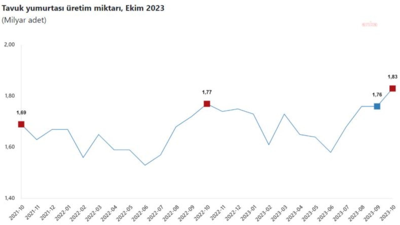 TÜİK: EKİMDE TAVUK ETİ 204 BİN 65 TON, TAVUK YUMURTASI ÜRETİMİ 1,83 MİLYAR ADET OLDU