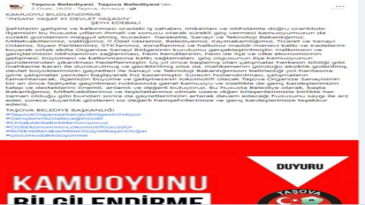 AMASYA TAŞOVA’DA ‘ÇAMBÜKÜ’NE OSB İSTİYORUZ’ KAMPANYASI BAŞLATILDI. ÇAMBÜKÜ KÖYLÜLERİ AYLAR SONRA YENİDEN TRAKTÖRLERİYLE OSB KARŞITI EYLEM YAPTI